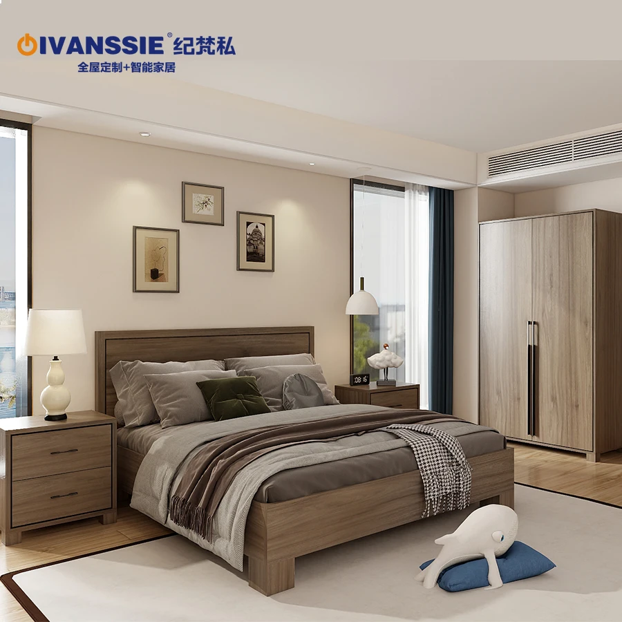 Luxury Modern Design Hotel Furniture Bedroom Set Queen/King Size Wood Bed Wholesale For Hotels and Apartments