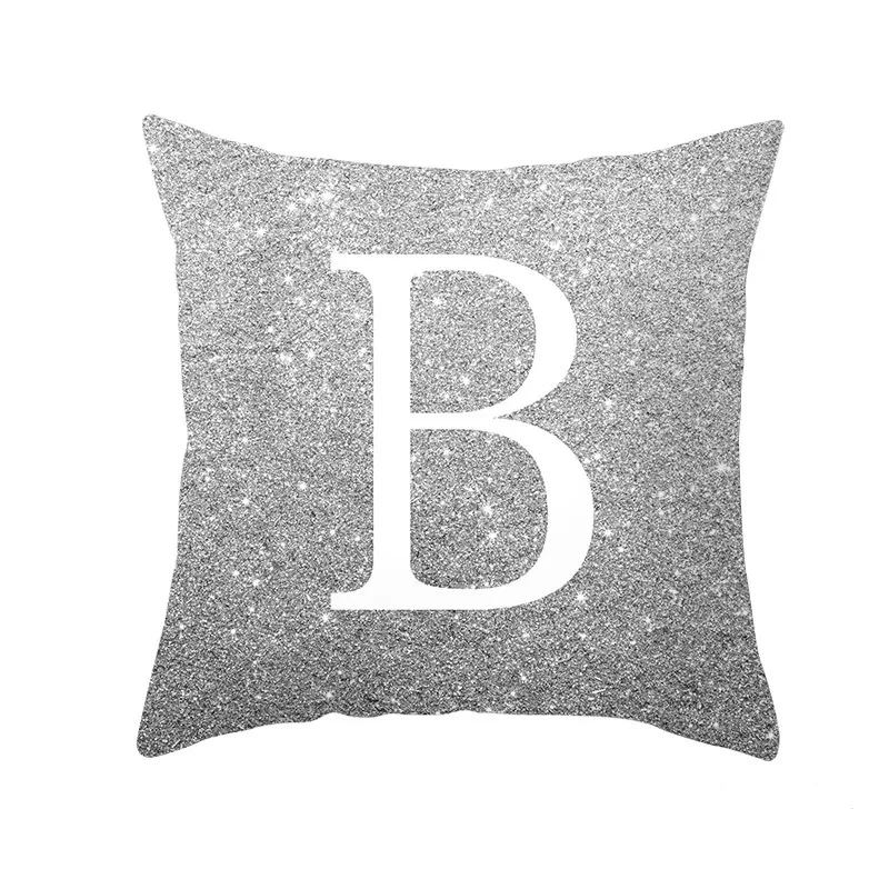 22020 Silver Letter Pillowcase Car Sofa Pillow Case Explosive Household Items Pick Leather Velvet Waist Pillow