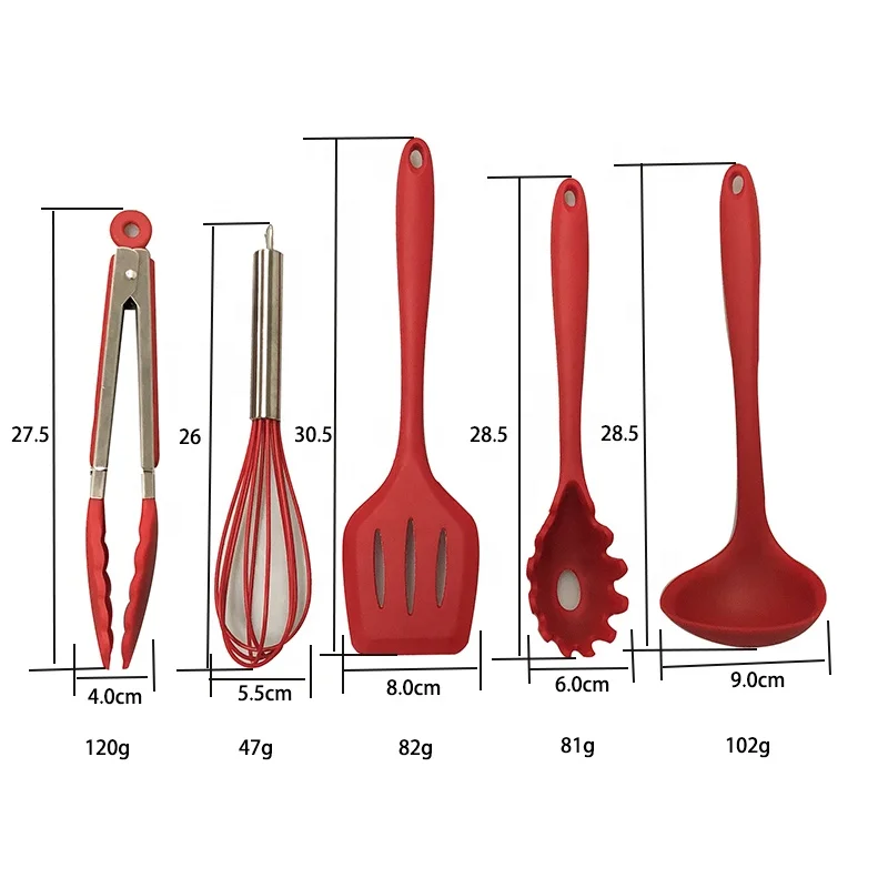 
10 Pieces of Silicone Cooking Kitchen Utensils Set Non-Stick and Heat-Resistant Kitchen Cookware 