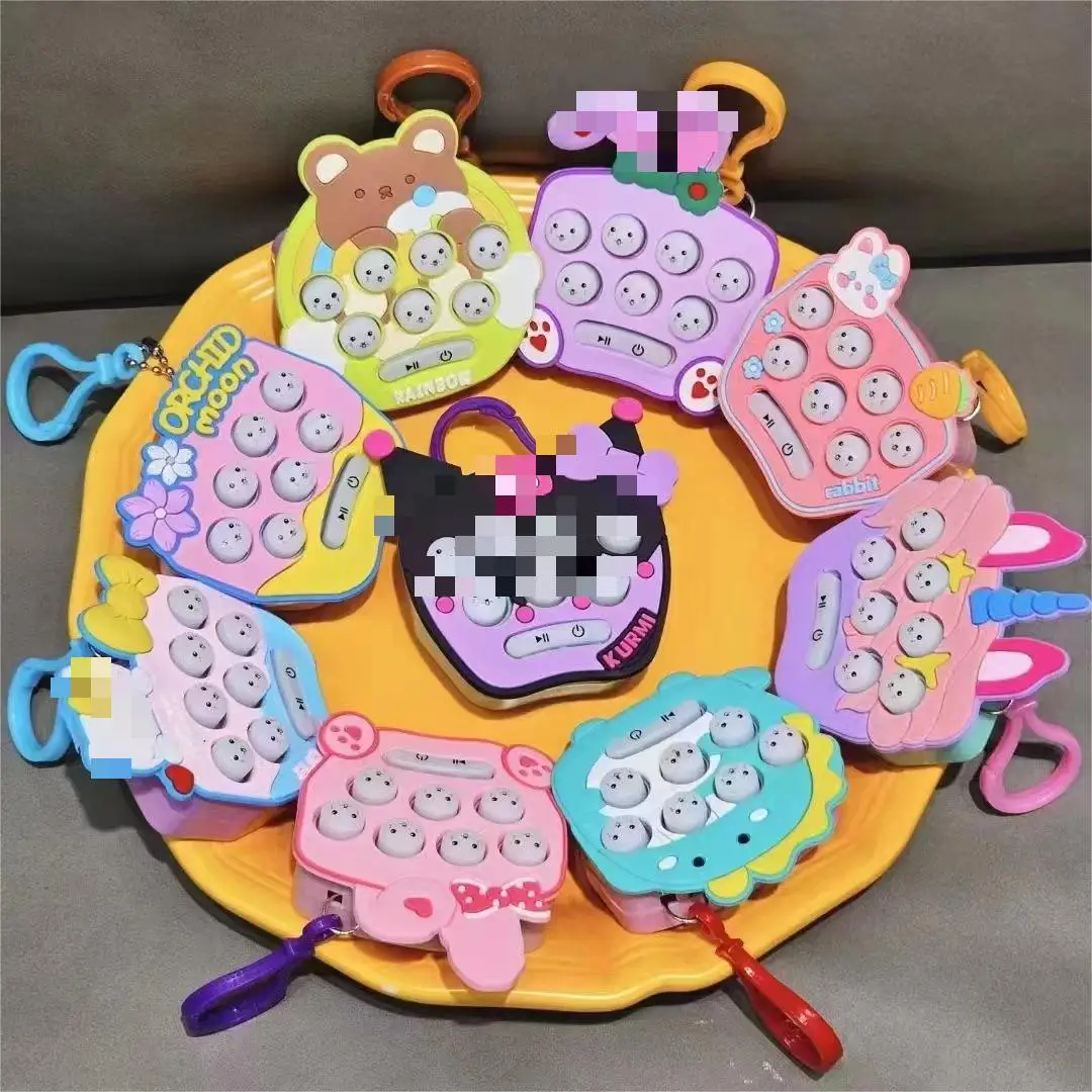 Handle game console Cartoon KeyChain Pendant Mini quick push game whack a mole Gifts keychain Backpacks Pendant