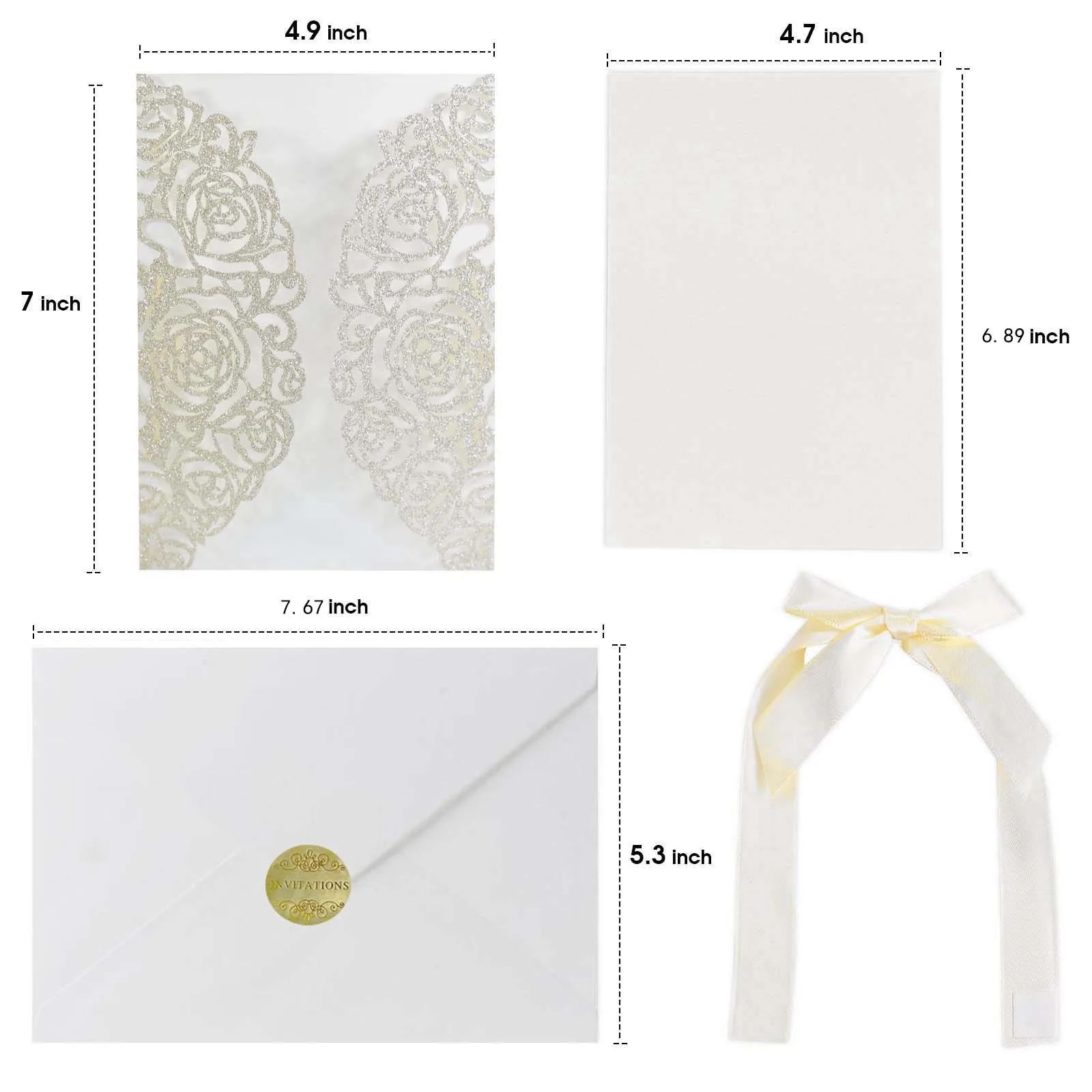 Custom fancy elegant wedding invitations card glitter carte d invitation mariage wedding card