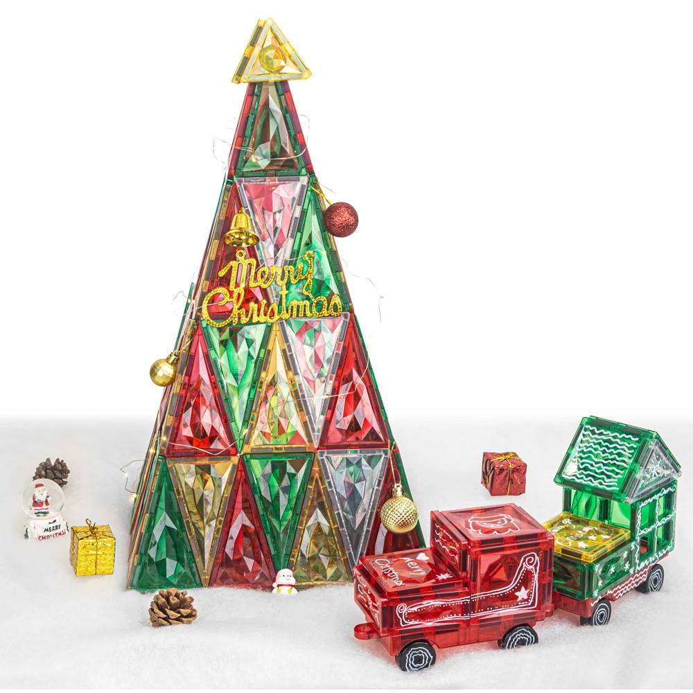 Fast Delivery Christmas Kids Toy Gift Magnetic Tile Magnetic Building Block 3d STEM Educational Kids Magnetic Building Tiles