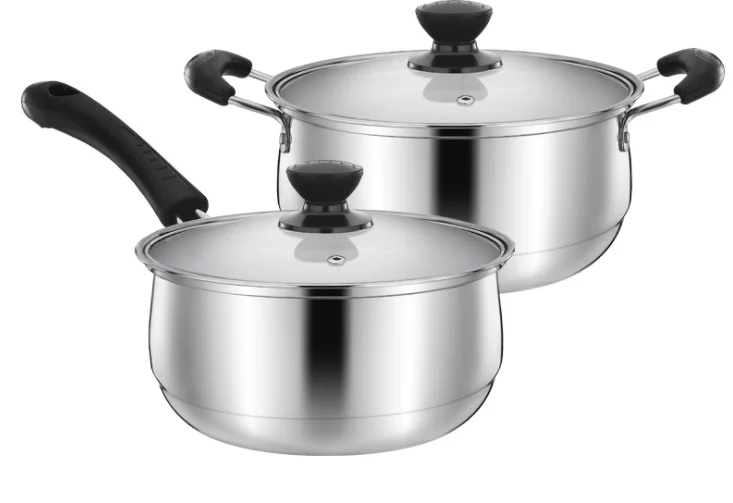 XINCHU High quality 16cm Stainless Steel Milk Pot 304 Steel Sauce Pot With Cover For Cooking Sheep Mi Wth Insulated Heat Handle