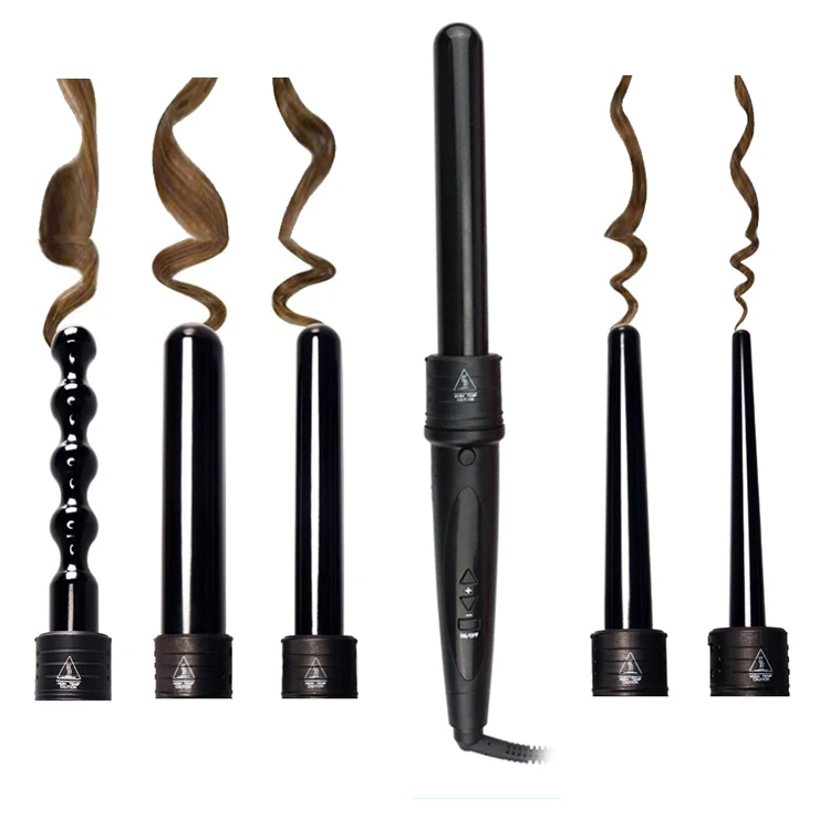 In Stock Gift Box 5 In 1 Tourmaline Ceramic Hair Curler Roller Interchangeable Barrel Curling Iron crimp irons Wand Set