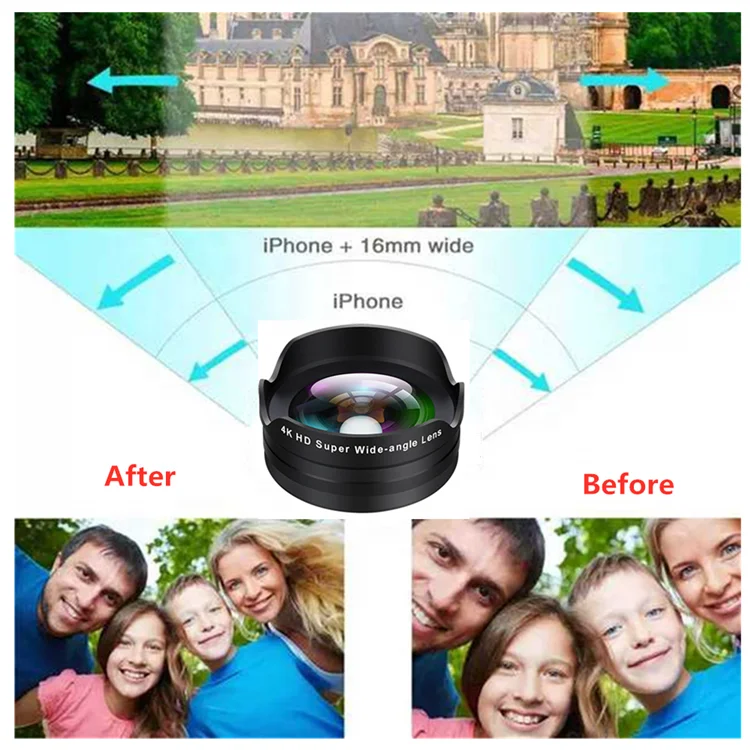 
Aipaxal Hot Sales Universal Clip-on 5 in 1 4K HD 12.8x Telephoto Telescope Mobile Phone Camera Lens for iPhone 