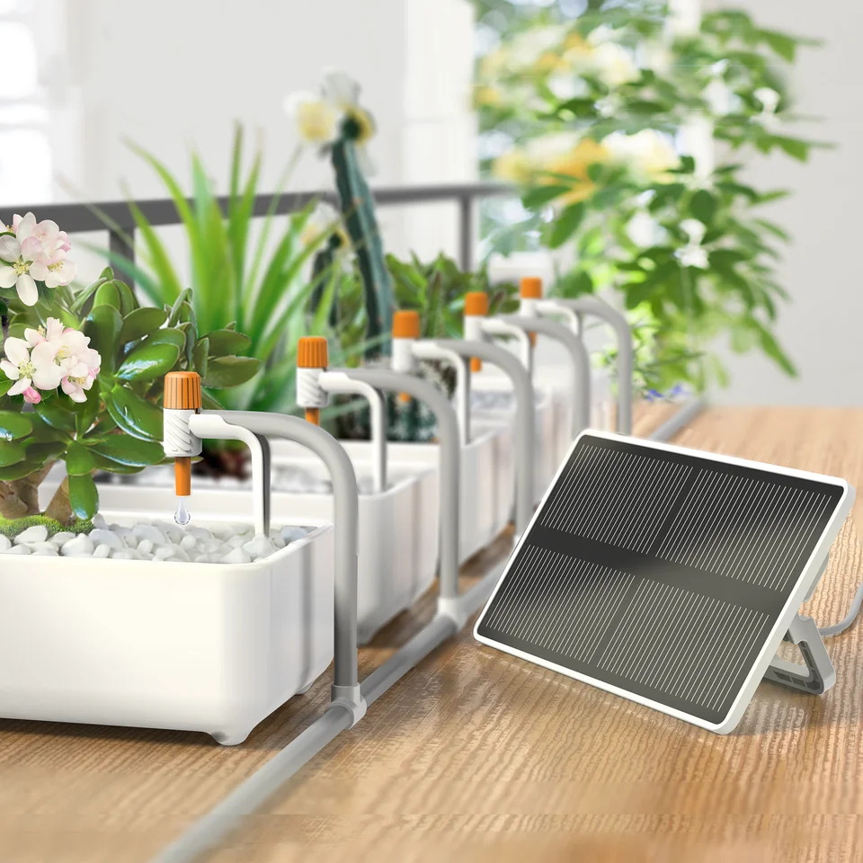 Solar Powered Micro diy Automatic plant water timer device solar drip Irrigation kit full systems for home garden indoor plant