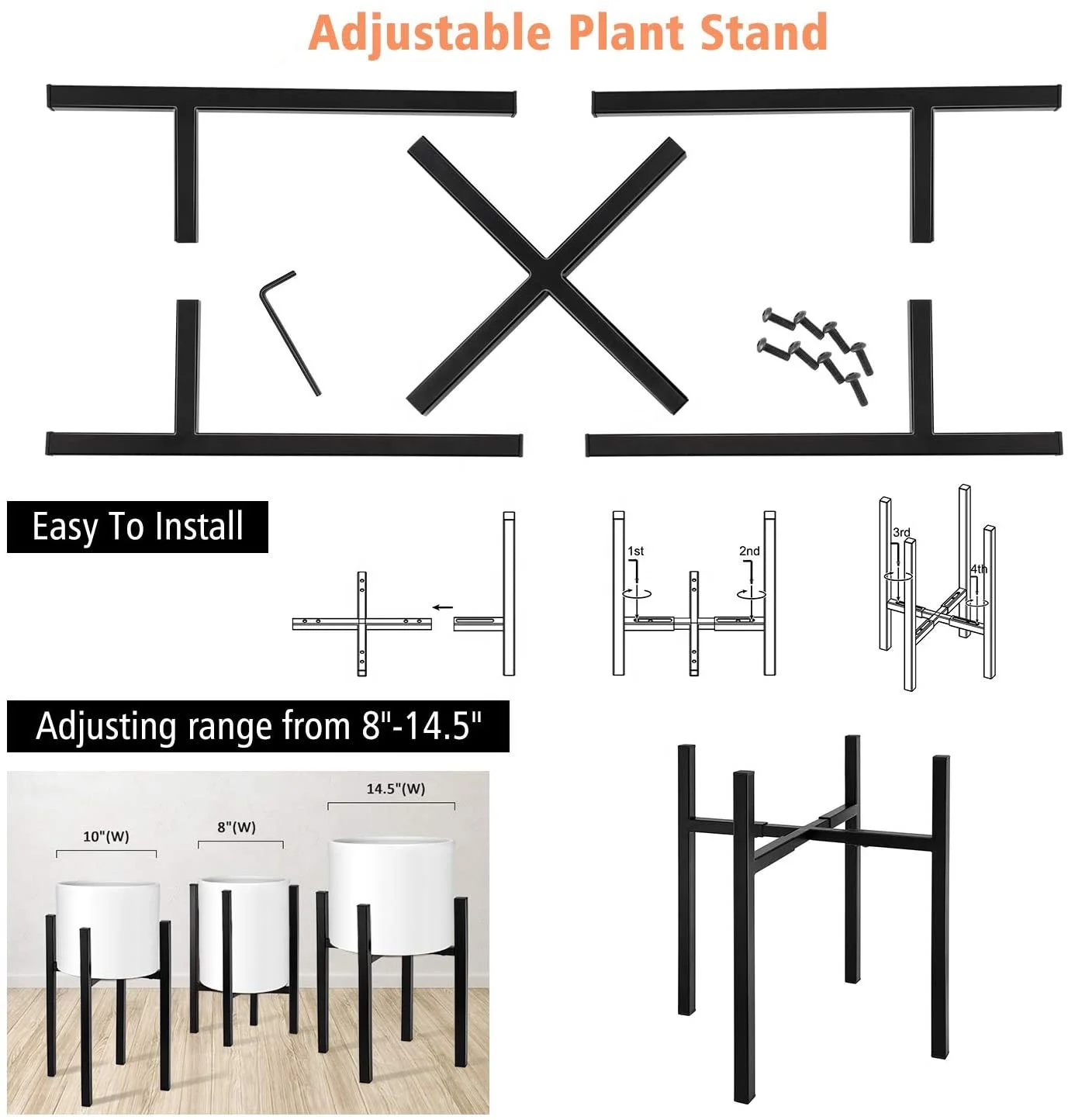 Metal Iron Plant Stand Factory Price Black Gold Flower Plant Stands Indoor Outdoor Home Decoration Metal Display Stand