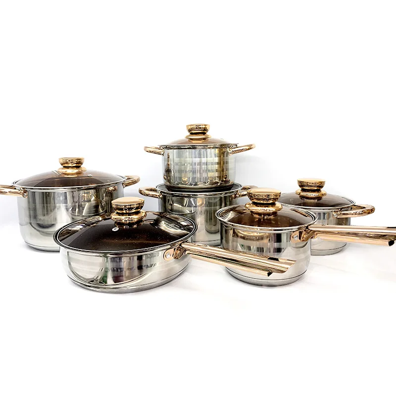 German design large commercial 6 pics stainless steel cookware sets with capsuled bottom for home kitchen appliance