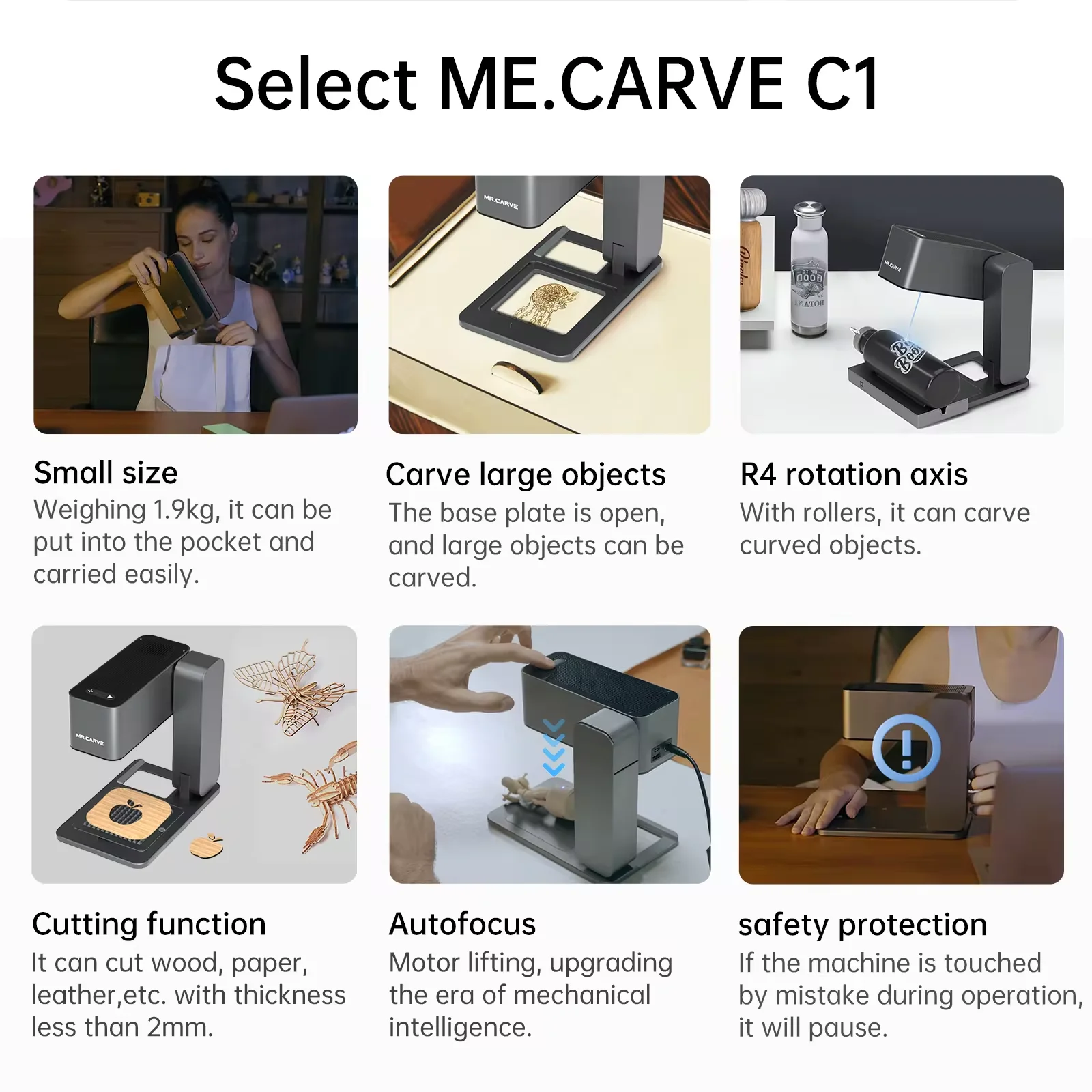 DAJA Mr Carve C1 мини ЧПУ DIY волоконно-лазерная маркировочная машина лазерный принтер гравер для золотых украшений Деревянная Кожа