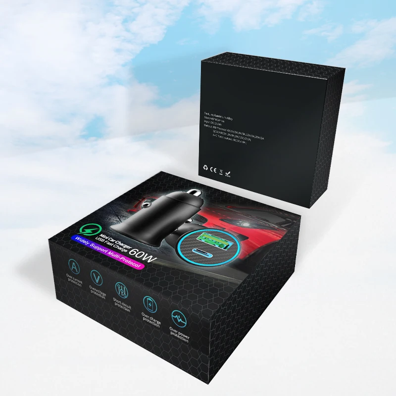Автомобильное зарядное устройство usb type-c mini qc 3 0 60 Вт