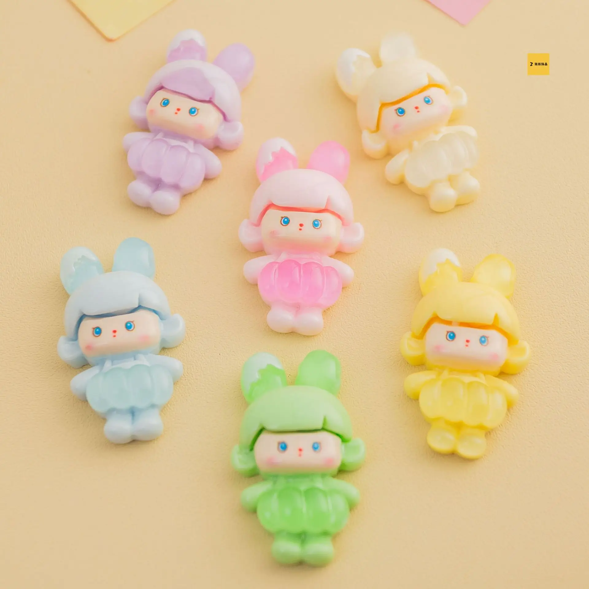 2024 Wholesale Custom Cartoon Cute Girl Omelette Miniature Flat Fashion Jewelry Pendant DIY Resin Jewelry Making Charm