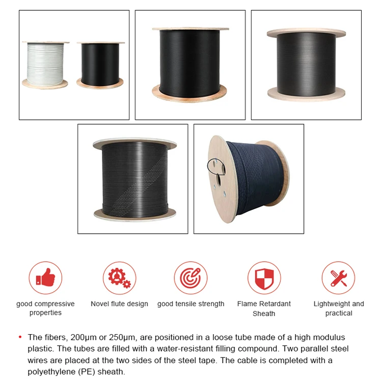 1 2 core single mode/multimode fiber optic GYXTPY ftth cable