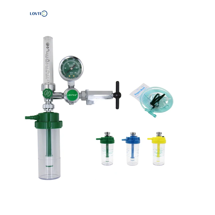 Lovtec medical cga 870 oxygen cylinder valve pressure regulator with flow meter