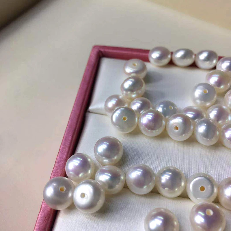 
Round loose pearl white powder mirror pearl bright flawless naked beads 6-10mm 