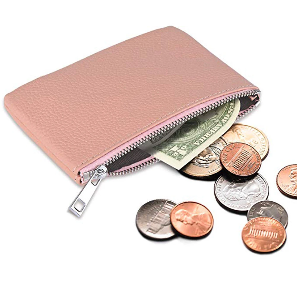 Zipper Change Wallet Slim Small Custom Leather Coin Purse Pouch