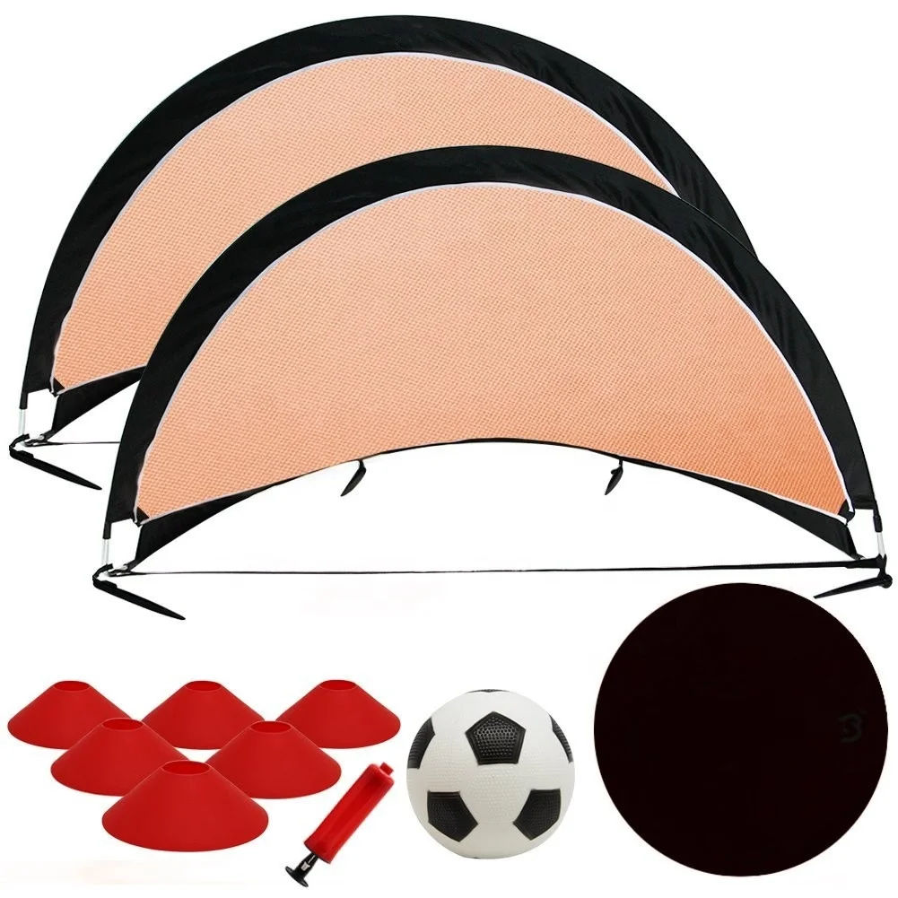 Foldable Folding Portable Football Net Soccer Goal Post Target Pop Up Training Small Mini Mesh and Ball for Kids Outdoor