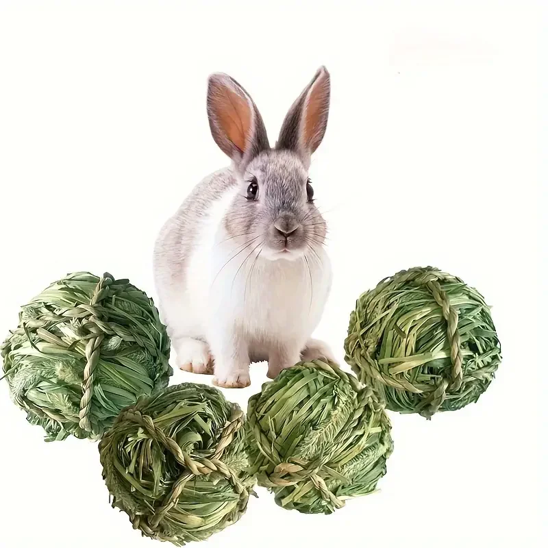Chewing Braided Ball Toys Guinea Pig Rabbit Hamster Small Animal Play Interactive Chew Toy Natural Grass Ball Fun Small Pet Toy