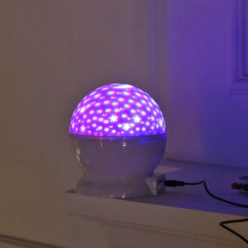 LED small 3d lighting star night light projector 360 Degree Rotation LED Starry Sky Rotating 12 Light Color Changing