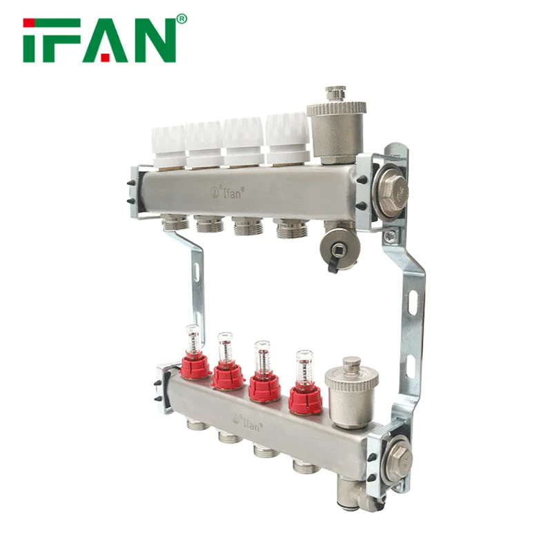 IFAN 2-8 Ways Brass Collectors Plumbing Fitting Underfloor Heating Brass Manifold