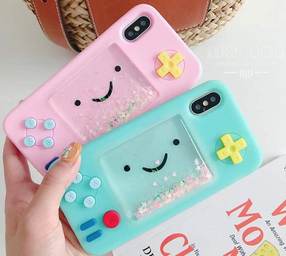3D Cartoon Game Case Creative Liquid Stars Funny Play cellphone shell Soft Rubber Protective Girls Women Cover for iPhone