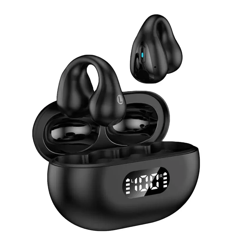 2023 New Hot Wireless Ear Clip Bone Earbuds Conduction Headphone BT5.3 Touch Clip-on Wireless Earphone With  Led Display Headset