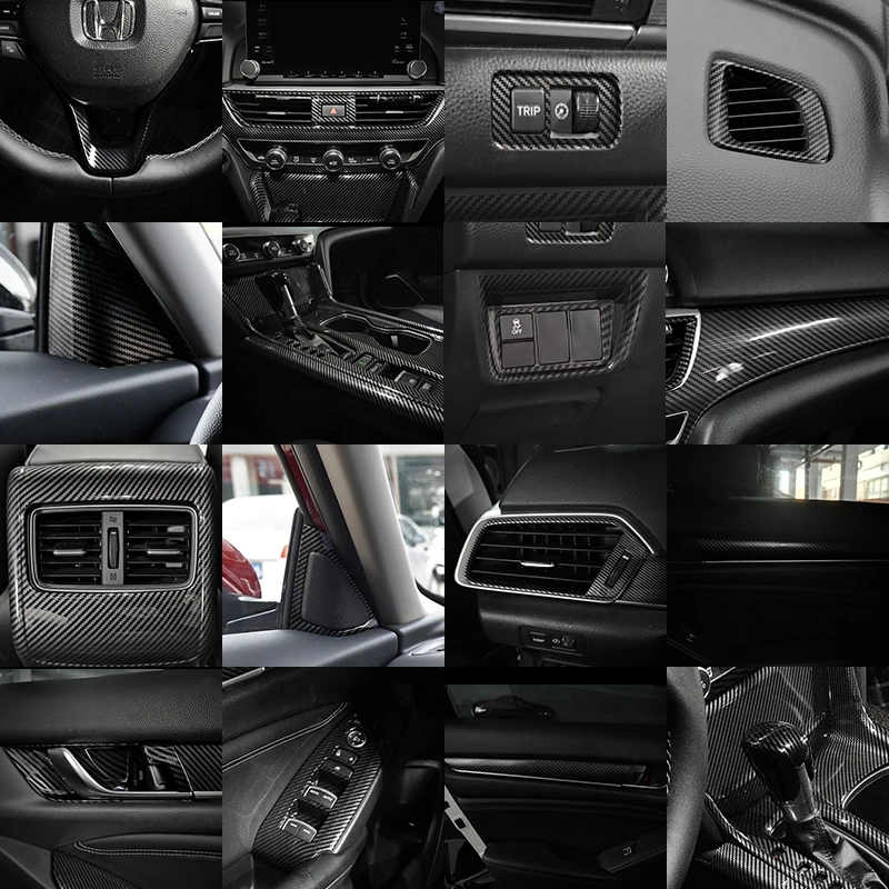 carbon fiber car interior accessories for honda accord 10th 2018-2022 gear shift panel steering wheel trim seat cover auto style