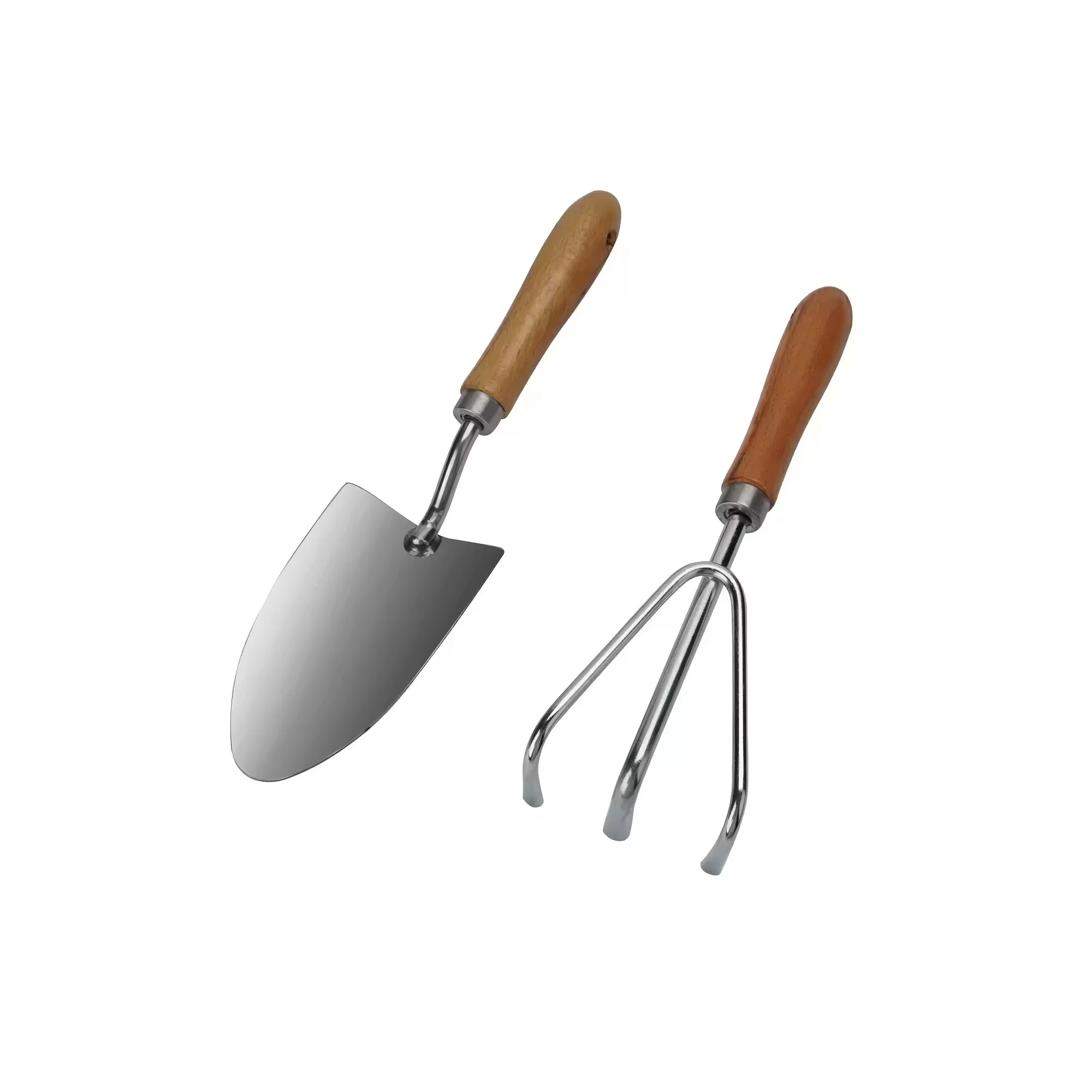 Eco Friendly Stainless Steel Polishing 5pcs Shovel Weeder Rake plant mini home wooden gardening garden tools hand tool set kit