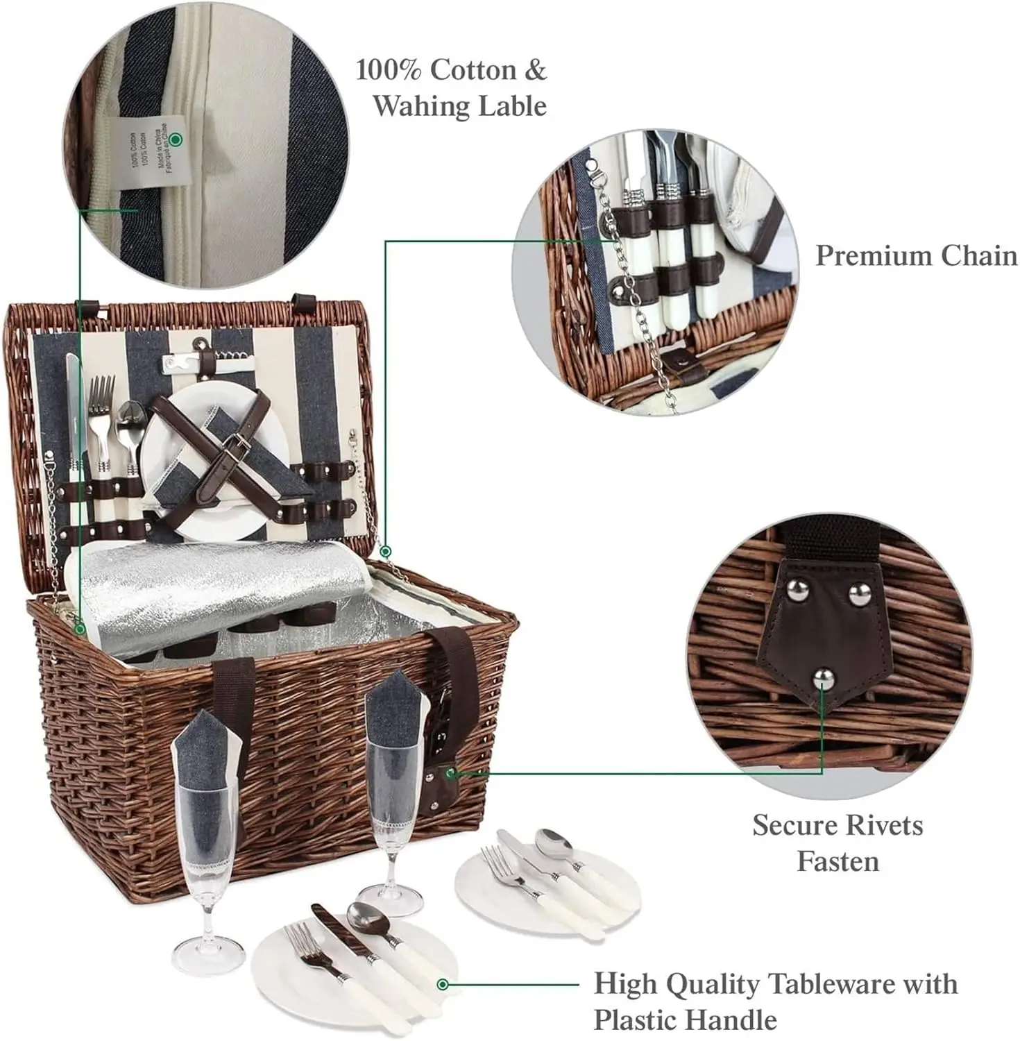 JY Set Gift For 4 Large Bag Buy Rattan Storage Insulated Carry Handle Antique Travel Willow Picnic Basket