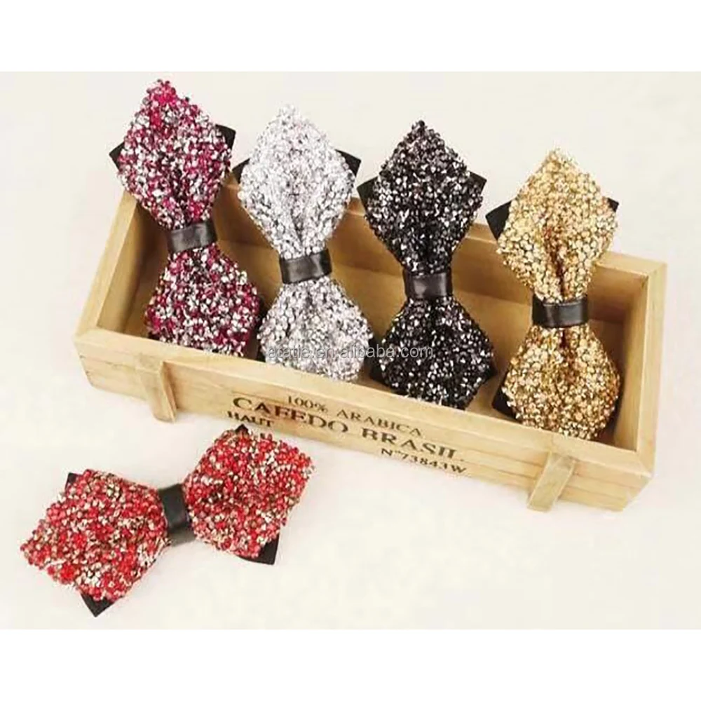 Handmade Diamond Wedding bridegroom Gift Adjustable rhinestone high grade boy bow tie for man