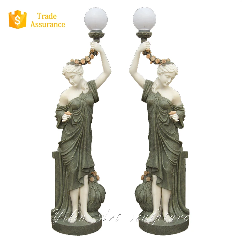 Outdoor Stone Lady Lamp Lighting Statue