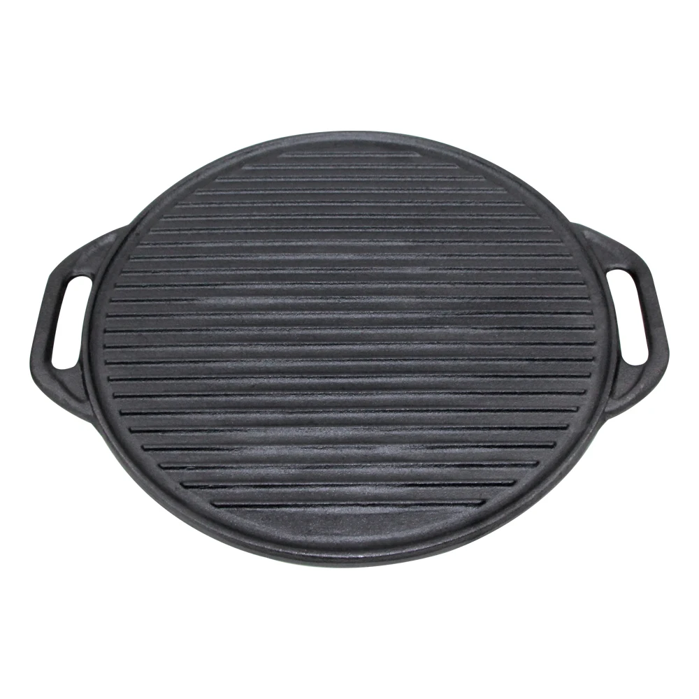 Heavy-Duty 42cm Cast Iron Skillet Nonstick Frying Pans Pre-seasoned Grill Pan Griddle Pan Cast Iron