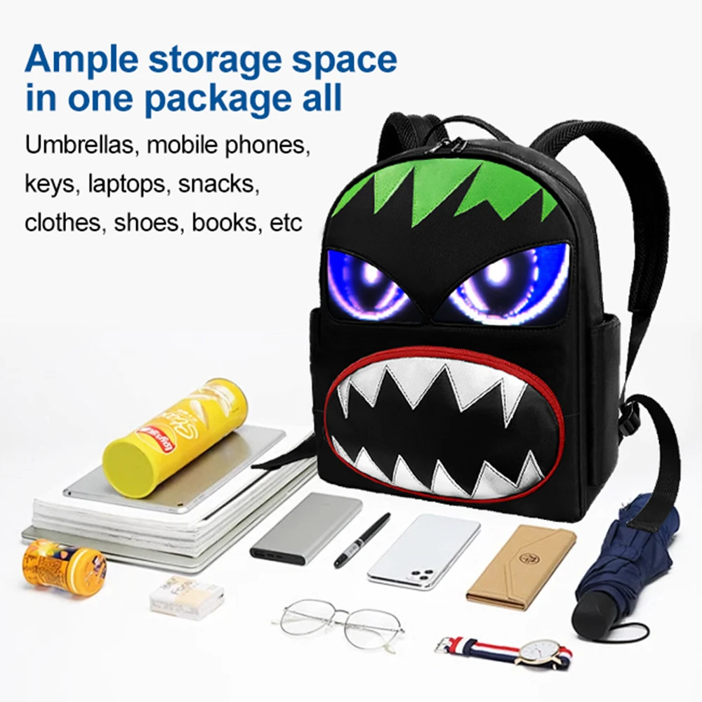 Convenient Blue Tooth Connection Custom Back Packs Travelling Advertising Marketing Led Light Bag Led Little Monster Backpack