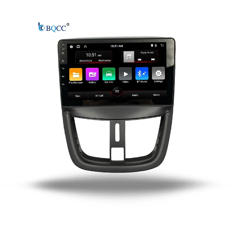 BQCC 2Din 9 inch Quad Octa core Android car radio with carplay Android Auto AHD WIFI GPS BT USB car stereo for Peugeot 207 06-15