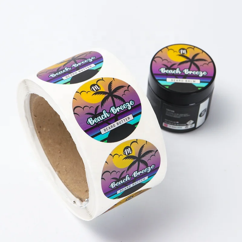 Custom Circular rectangle customized sticker roll logo label adhesive stickers for cosmetics bottle