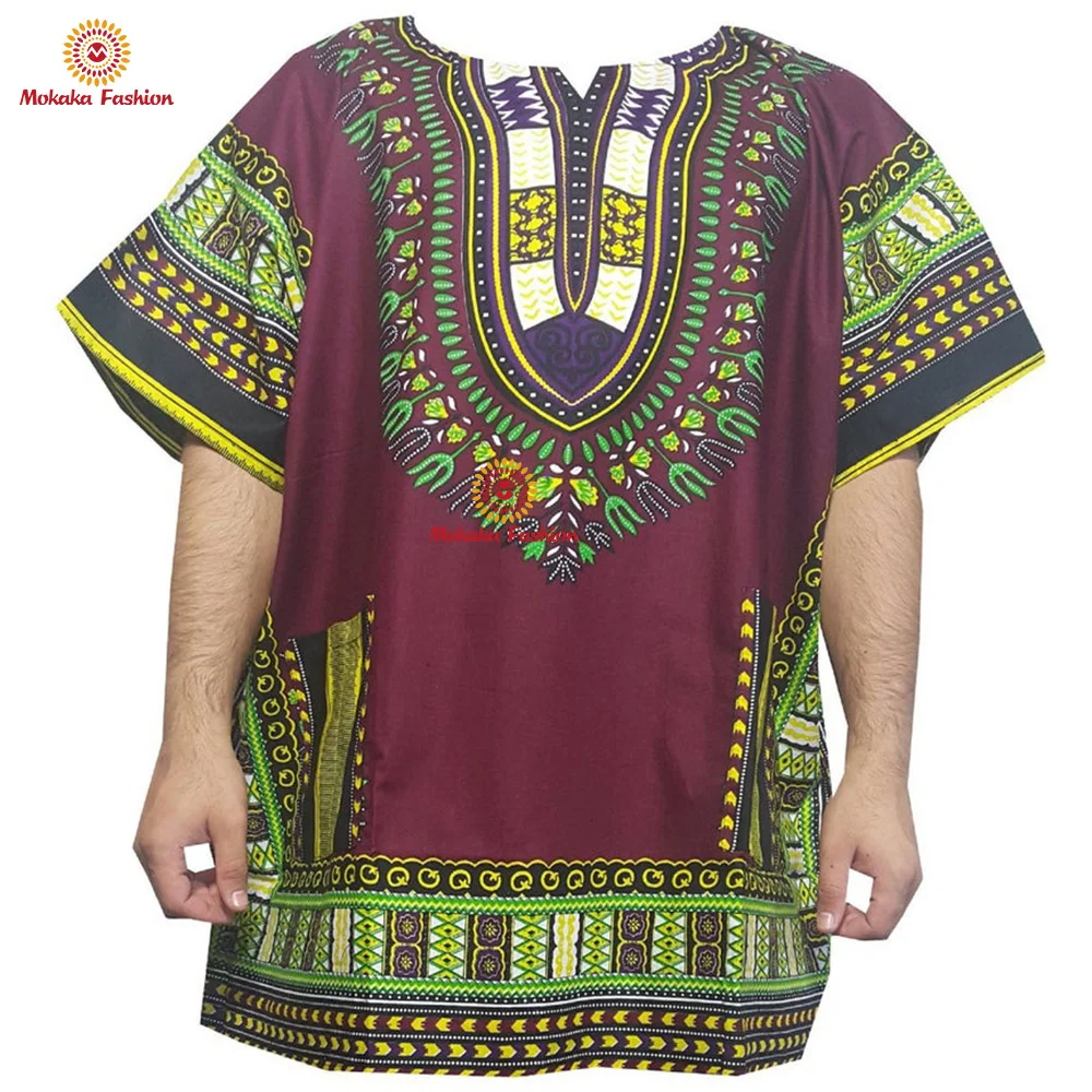 
Factory Wholesale Cotton African Pattern Print Various Colors Dashiki Men Clothing Shirt 