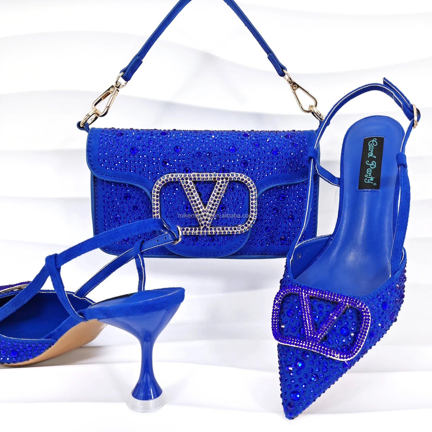 6.5 Cm High Heels with Clutch Bag for Women Wedding Shoes and Bag Set 2024 High Quality for Party PU Summer Shoes Peep-toe Pumps