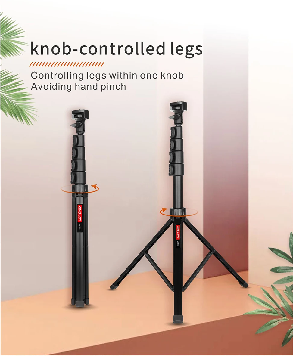 KINGJOY 66inch Wholesales New Tripod Stand For Mobile Phone Professional Tripod For Selfie Phone Tripod Stand for camera live st