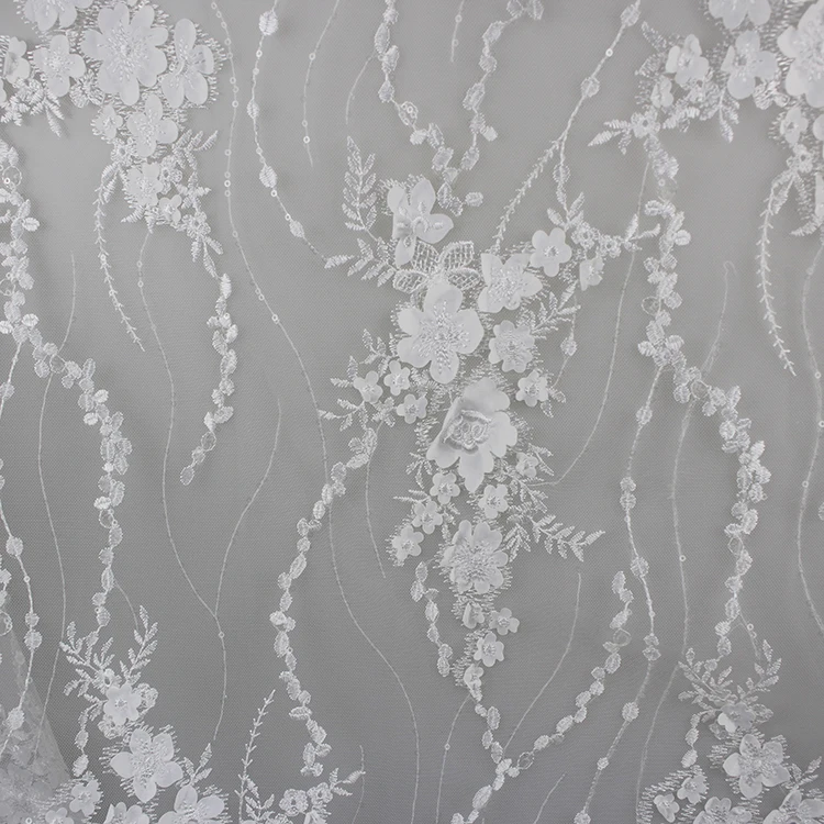 China Bridal Lace Fabric Embroidery Wholesale High Quality Embroidery Lace Fabric For Wedding Dress