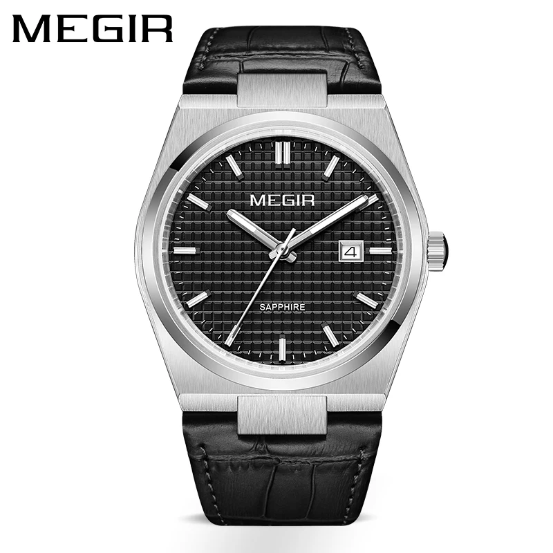 MEGIR 8406 Concise classic man quartz watch original japan movement Luminous date display vintage business watch design