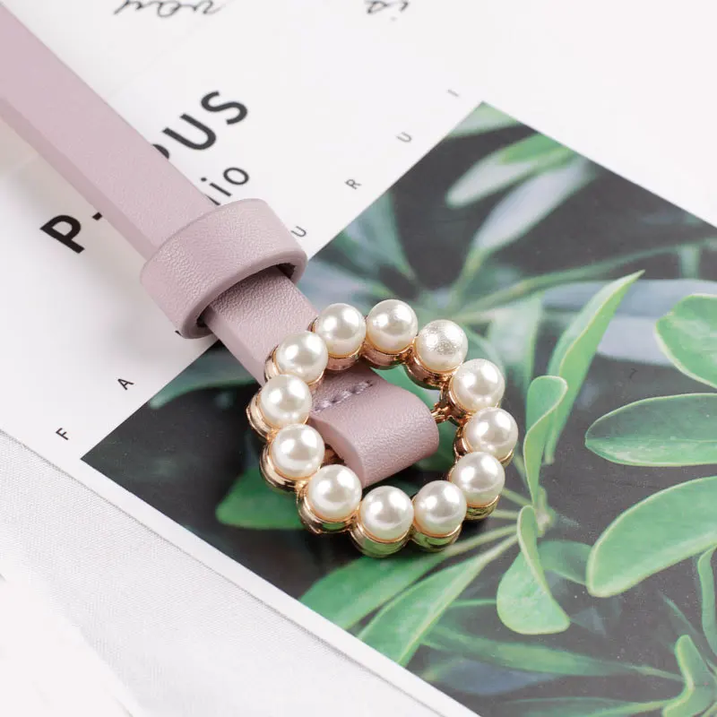 Новый Модный Универсальный женский ремень с гладкой пряжкой и круглым инкрустированным