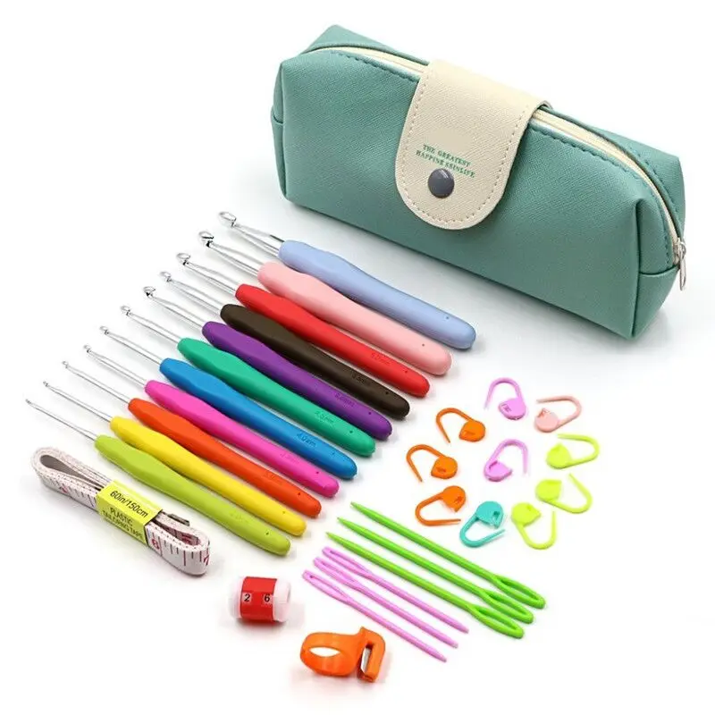 
Packed Knitting tool TPR Thermoplastic Rubber Aluminum crochet hook set for crochet 