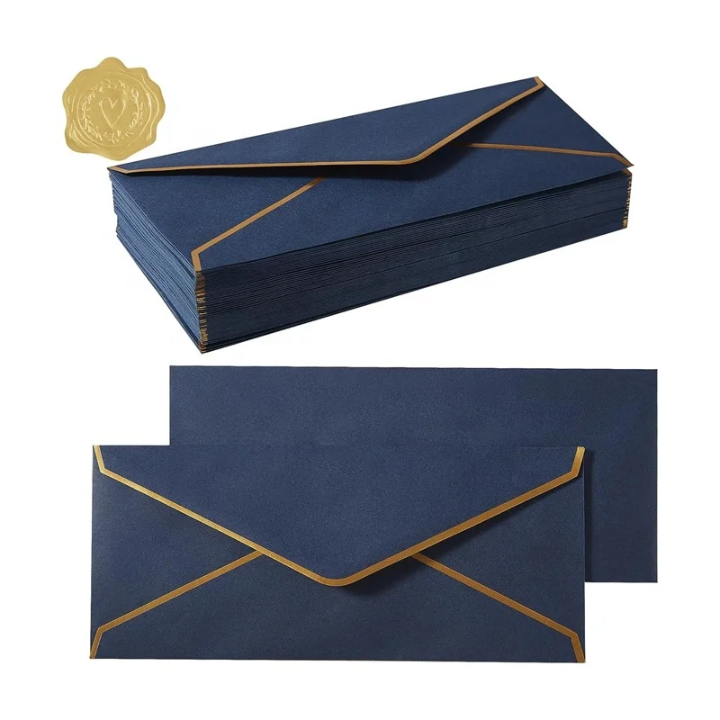 Custom Classical blue White Black Kraft Blank Mini Paper Envelopes Wedding Invitation Packaging Gift Envelope