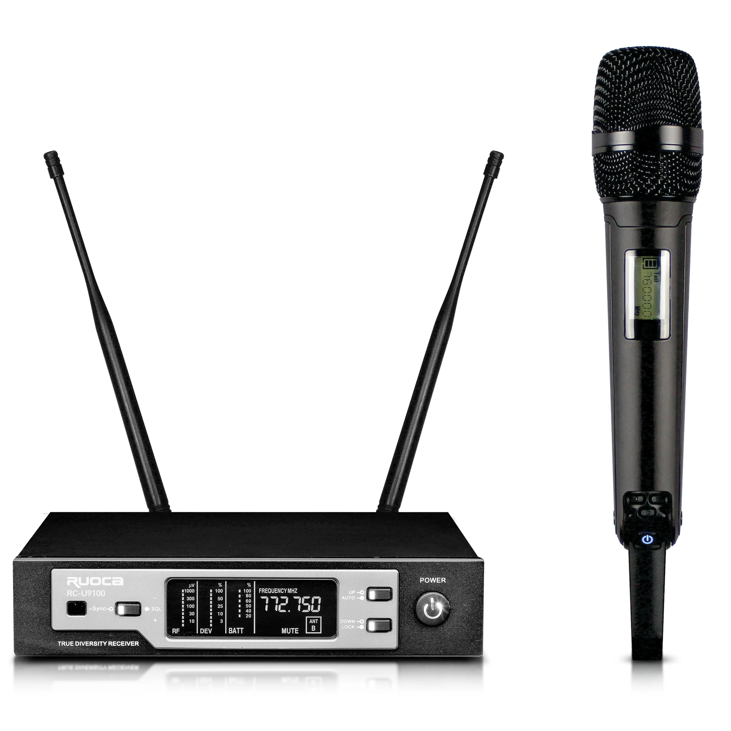 Amzeon Top sales  Good Quality Black UHF Wireless Karaoke Microphone