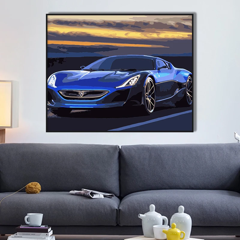Custom Handmade Sports car Adults Kits Diy Oil Number Painting On Canvas Paint By Numbers