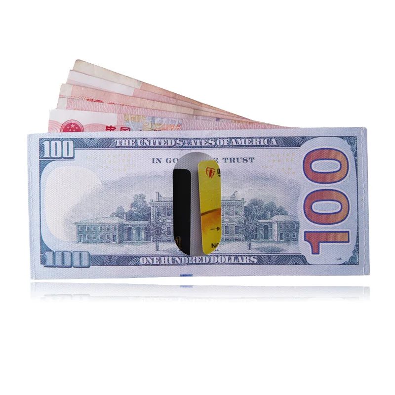Fashion National Currency Print Canvas Men 100 Dollar Bill Purse