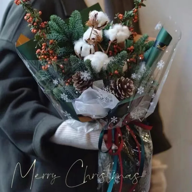 Wholesale Christmas Transparent Bouquet Flower Wrapping Film Florist Packaging Hot Sale Korean Flower Wrapping Paper