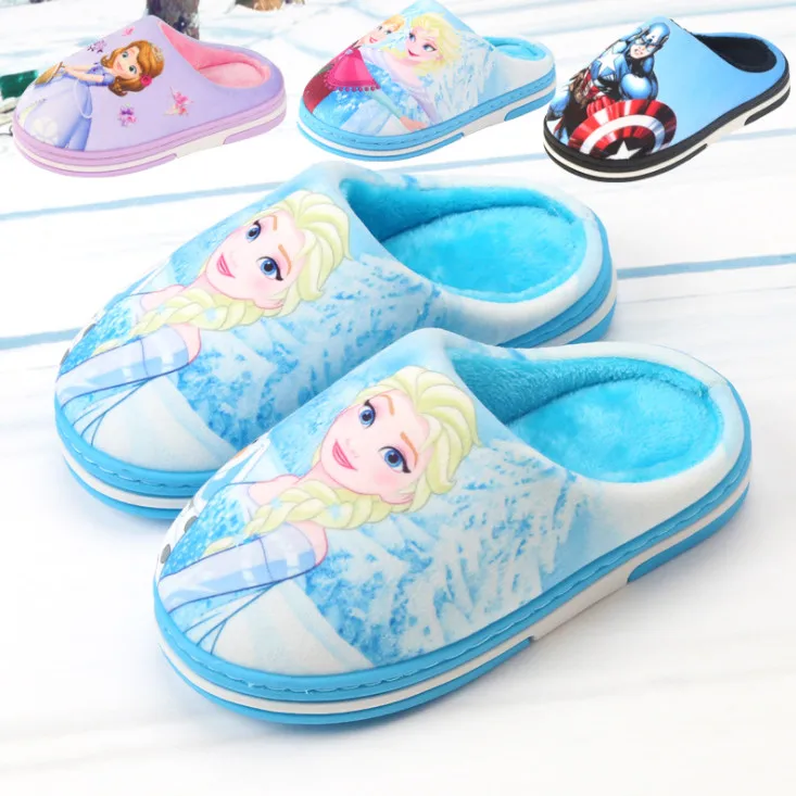 kids winter slippers for children cute cartoon non-slip thick bottom shoes