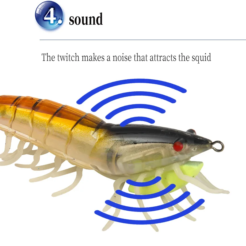 Addictpro  Shrimp Glow Squid jig fishing lures120mm 25g Simulated Shrimp Slow Sinking Sea Fishing Squid lures