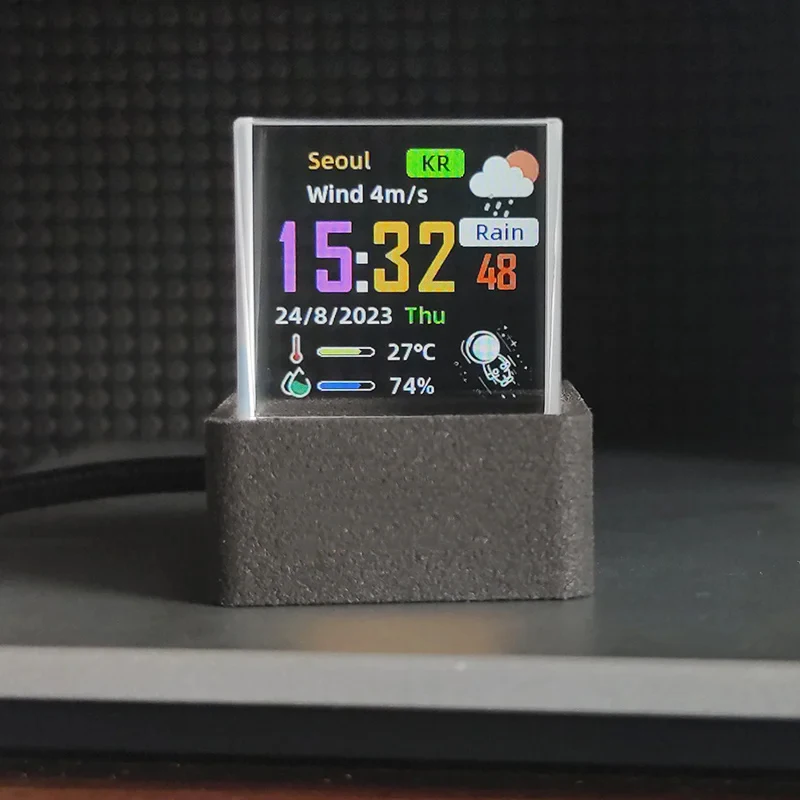 GIFTV Crystal Holographic Desktop Decoration Smart Weather Station Digital Clock with GIF Animations and Image Album