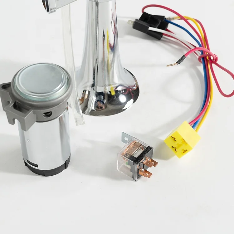 Factory sale customized zinc alloy material chrome truck trumpets single air horn with 12 volt solenoid valve